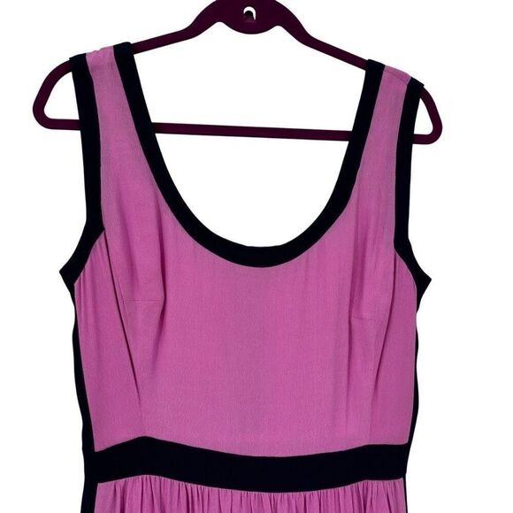 LILLY PULITZER Irene Pink/Navy Trim Crepe Scoop Neck Tank Dress - Picture 5 of 11